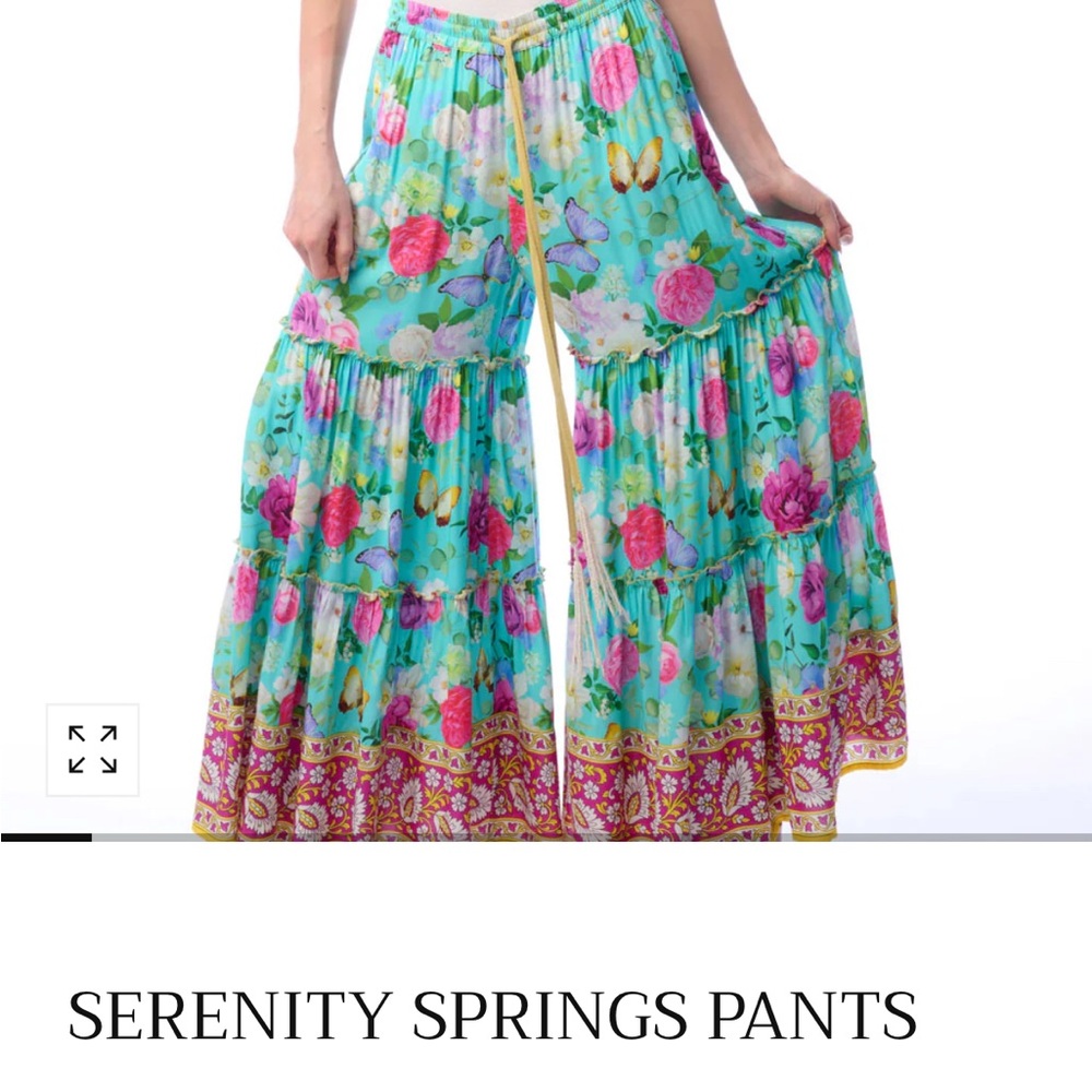 “Serenity Springs” Floral Wide Leg Pants with Butterfly Print
